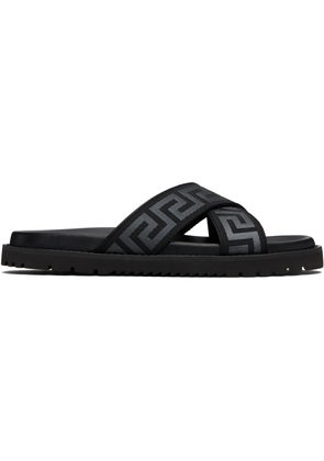 Versace Black Greca Slides