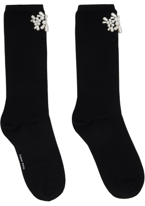 Simone Rocha Black Beaded Flower Cluster Socks