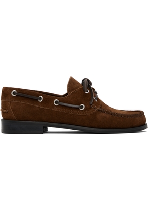 Aeyde Brown Harris Suede Boat Shoes