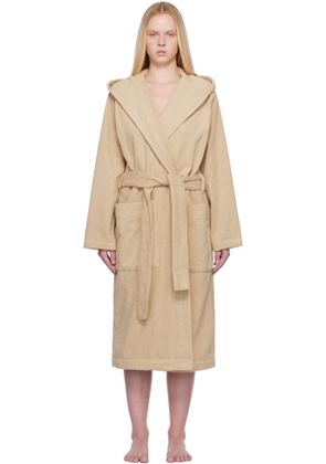Tekla Beige Terry Hooded Bathrobe