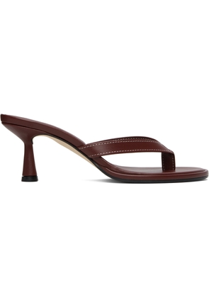 Aeyde Burgundy Daphne Leather Toe-Post Heeled Sandals