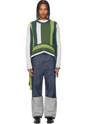 Edward Cuming Off-White & Green Monkey Bar Sweater