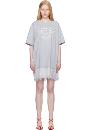 Stella McCartney Blue Lace-Insert Graphic T-shirt Minidress