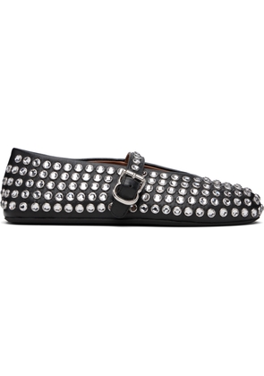 ALAÏA Black Strass Lambskin Ballerina Flats