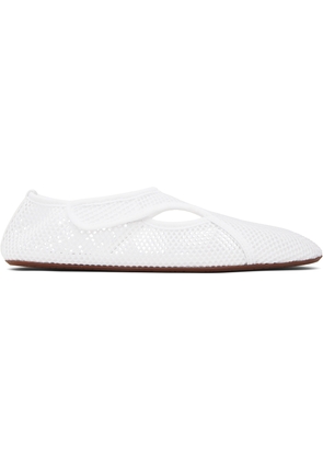 ALAÏA White Fishnet Ballerina Flats