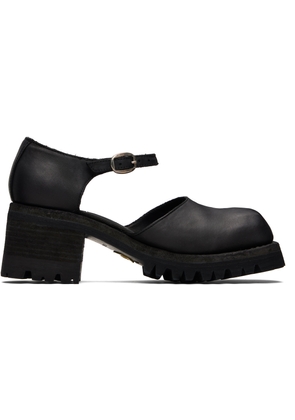 Guidi Black Soft Horse Mary Jane Loafers