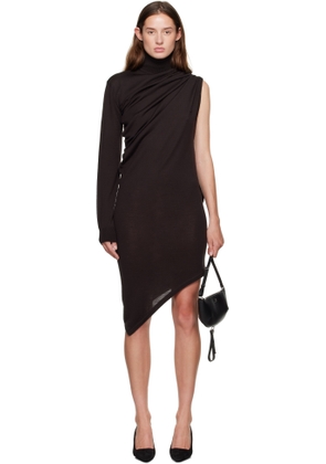Courrèges Brown Off-Shoulder Wool Minidress