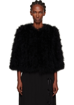 Yves Salomon Black Short Feather Jacket