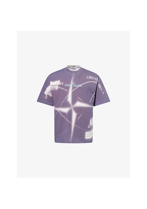 Mens Stone Island Graphic-Print Crewneck Cotton T-Shirt