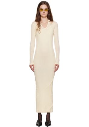 Jean Paul Gaultier Off-White Ribbed Twisted Double Layer Piercing Midi Dress