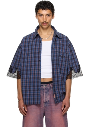 Martine Rose SSENSE Exclusive Navy Lace Overshirt