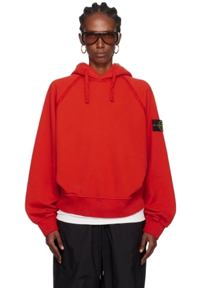 Stone Island Red 6100023 Brushed Organic Cotton Fleece Hoodie