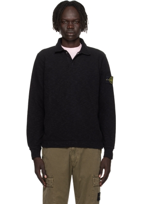 Stone Island Black 6100054 Vanisé Brushed Heavy Cotton Jersey Polo