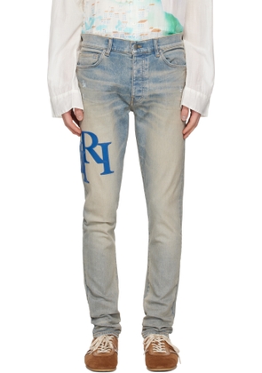 AMIRI Blue Staggered Logo Skinny Jeans