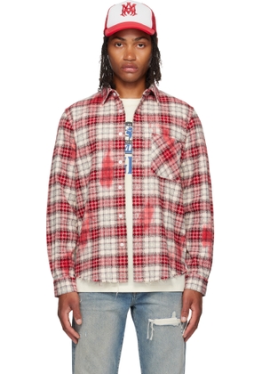 AMIRI Red & White MA Quad Bleach Flannel Shirt