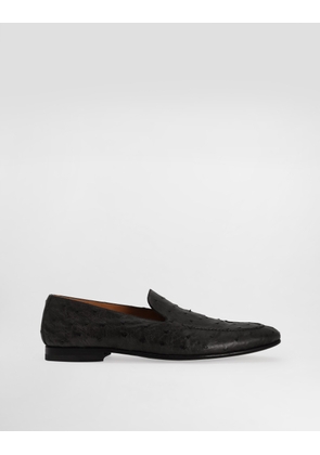 Dolce & Gabbana Ostrich Leather Slippers - Man Driver Shoes And Loafers Black 45