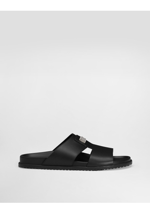 Dolce & Gabbana Calfskin Sandal - Man Sandals And Slides Black 42