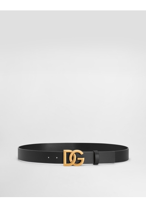 Dolce & Gabbana Lux Leather Belt With Crossover Dg Logo Buckle - Man Belts Multi-colored Leather 100