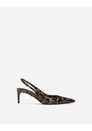 Dolce & Gabbana Printed Polished Calfskin Slingbacks - Woman Pumps And Slingback Animal Print Leather 35