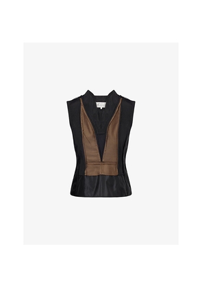 Womens Maison Margiela Contrast V-Neck Cotton-Blend Top