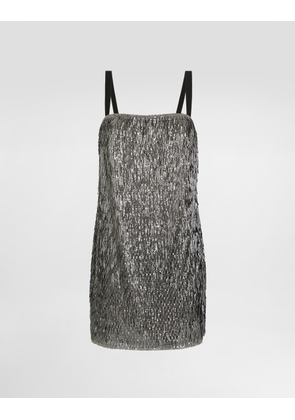 Dolce & Gabbana Dress With Embroidered Sequins - Woman Dresses Silver 44