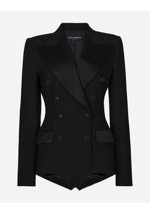 Dolce & Gabbana Double-breasted Tuxedo Jacket Bodysuit - Woman Shirts And Tops Black Fabric 54