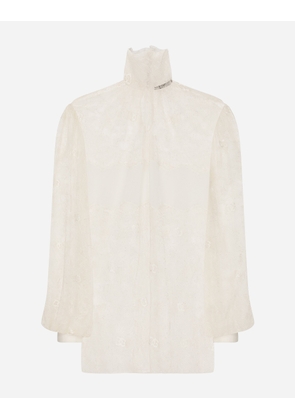 Dolce & Gabbana Floral Lace Turtle-neck Blouse - Woman Shirts And Tops White Lace 50