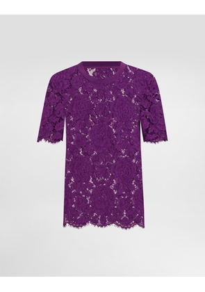 Dolce & Gabbana Cordonetto Floral Lace Top - Woman Shirts And Tops Purple 44