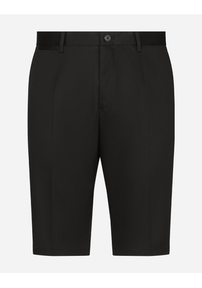 Dolce & Gabbana Stretch Cotton Shorts With Dg Embroidery - Man Pants And Shorts Blue Cotton 48