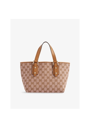 Womens Reselfridges Pre-Loved Gucci Canvas Top-Handle Bag