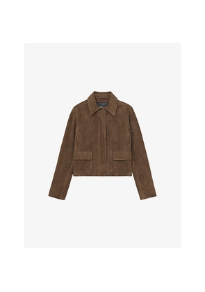 Womens Reiss Drew Cropped Suede Jacket