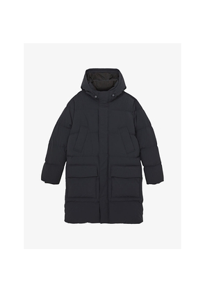 Mens Reiss Moon Quilted Longline Stretch-Nylon Puffer