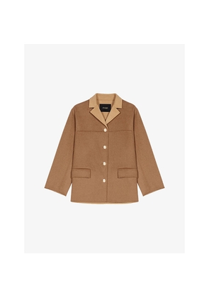 Womens Maje Double-Faced Mid-Length Wool-Blend Coat