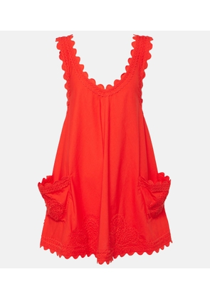 Juliet Dunn Embroidered scalloped cotton minidress