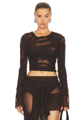 Di Petsa Wetlook Top in Brown - Chocolate. Size XS (also in ).