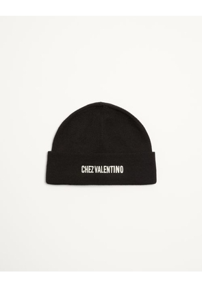 Valentino Garavani Chez Valentino Knitted Wool Beanie Man BLACK UNI
