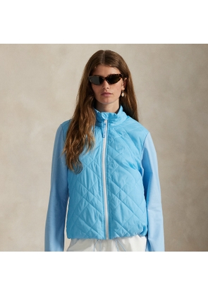 Hybrid Quilted-Front Terry Zip Jacket