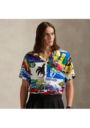 Classic Fit Racing-Print Camp Shirt