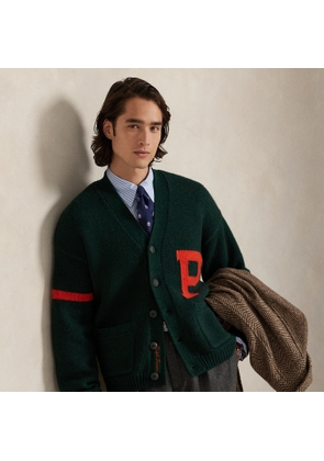 Wool V-Neck Letter Cardigan