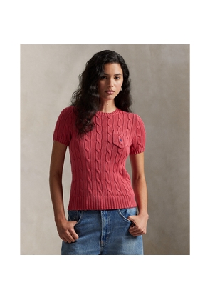 Cable-Knit Cotton Short-Sleeve Jumper