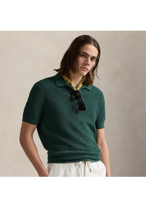 Mesh-Knit Linen Johnny-Collar Jumper