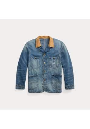 Corduroy-Collar Indigo Denim Jacket