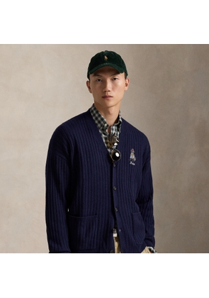 Big Fit Dog-Embroidered Wool Cardigan