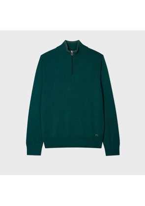 PS Paul Smith Teal Green Merino Wool Quarter Zip Sweater