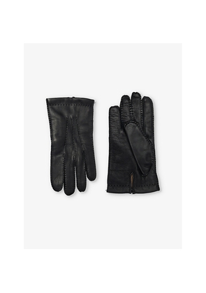 Mens Dents 3 Points Leather and Cashmere Touchscreen Gloves