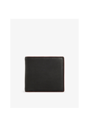 Mens Dents Brand-Debossed Contrast-Piped Grained-Leather Bi-Fold Wallet