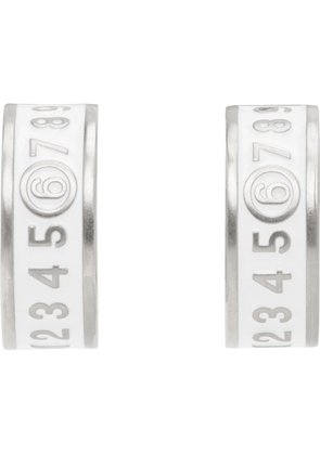 MM6 Maison Margiela Silver & White Enamel Logo Earrings
