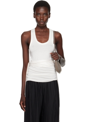 AARON ESH White Satin Tie Jersey Tank Top