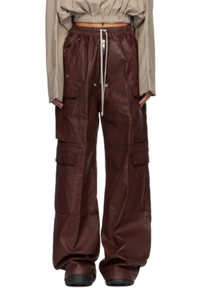 Rick Owens DRKSHDW Burgundy Concordians Double Jumbo Belas Denim Cargo Pants