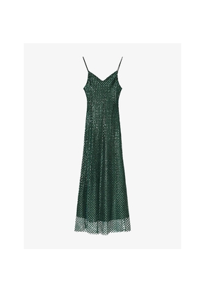 Womens Allsaints Chantelle Sequin-Embellished V-Neck Woven Midi Dress